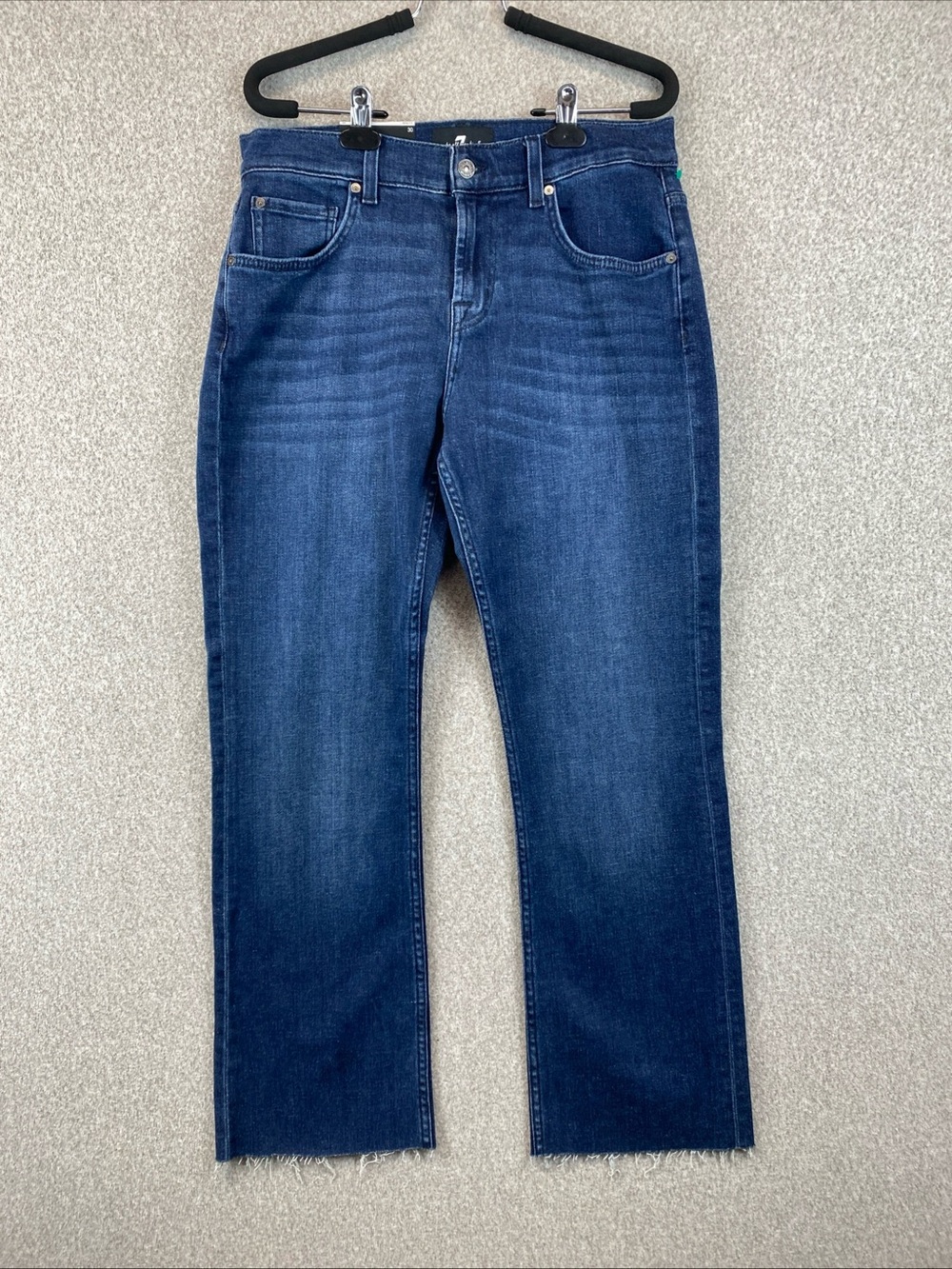 7 for All Mankind Brett jeans Women’s 30 Bootcut Dark Wash Raw Hem stretchy
